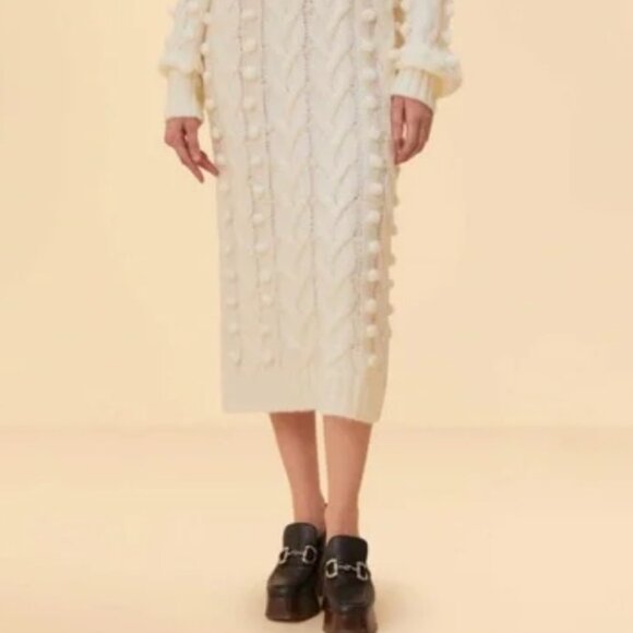 Farm Rio Off-White Braided Midi Sweater Dress Size: M NWT - Picture 15 of 16